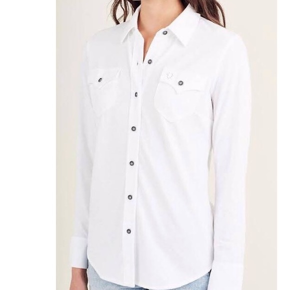 true religion white button up shirt